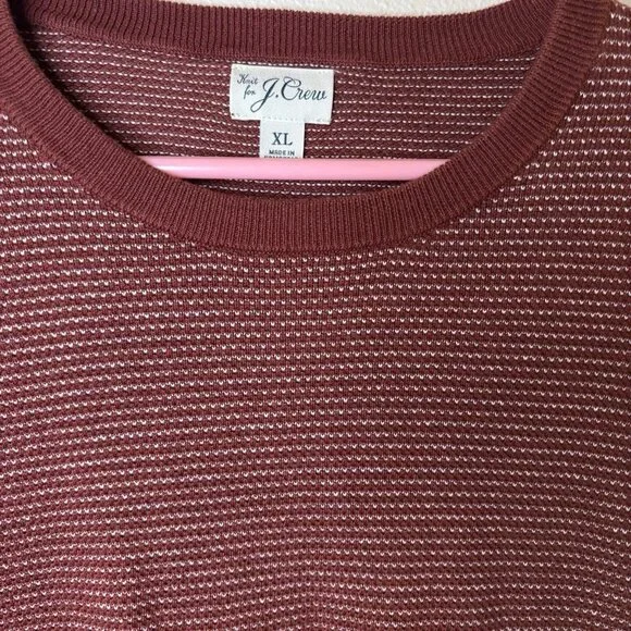 J. Crew Men's Crewneck Sweater Burgundy Size XL Cotton Blend #268 - Picture 2 of 6
